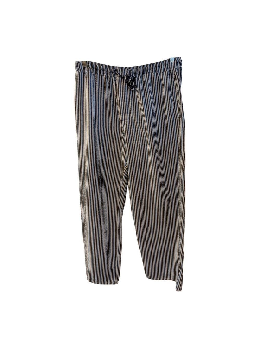 Papi Sleepwear Cotton Striped Seersucker Pajama Pants Size XL Repaired Flaw